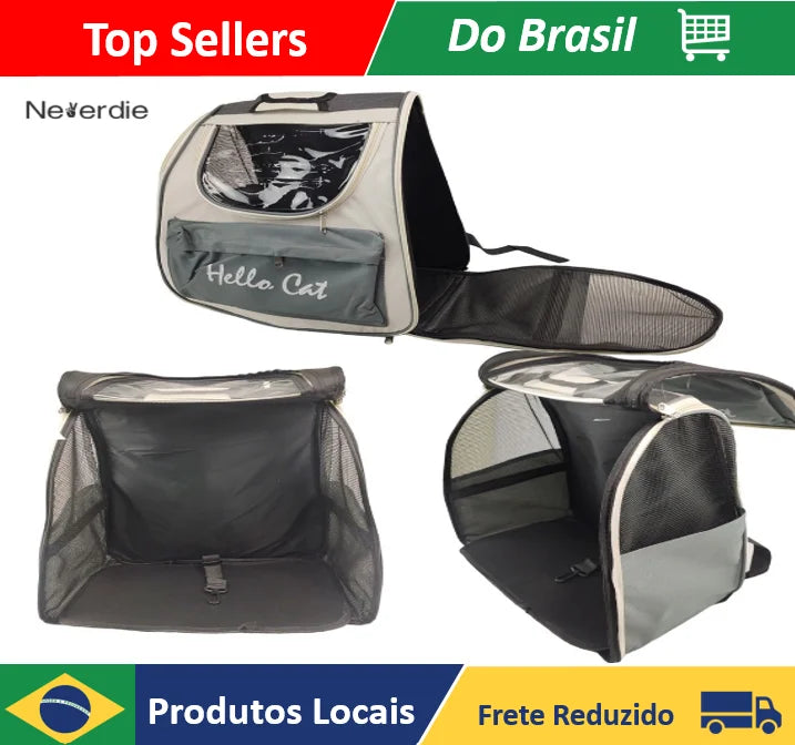 Bolsa de Viagem para Animais de Estimação – Visão Panorâmica, Ventilação de Ar, Bolsos – Neverdie Store