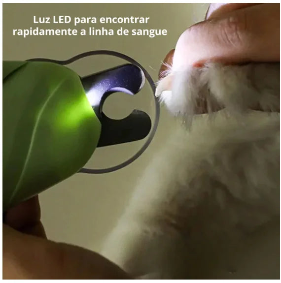 Cortador de Unhas 3 em 1 com Luz LED para Gatos e Cães – Alicate, Lixa e Pente