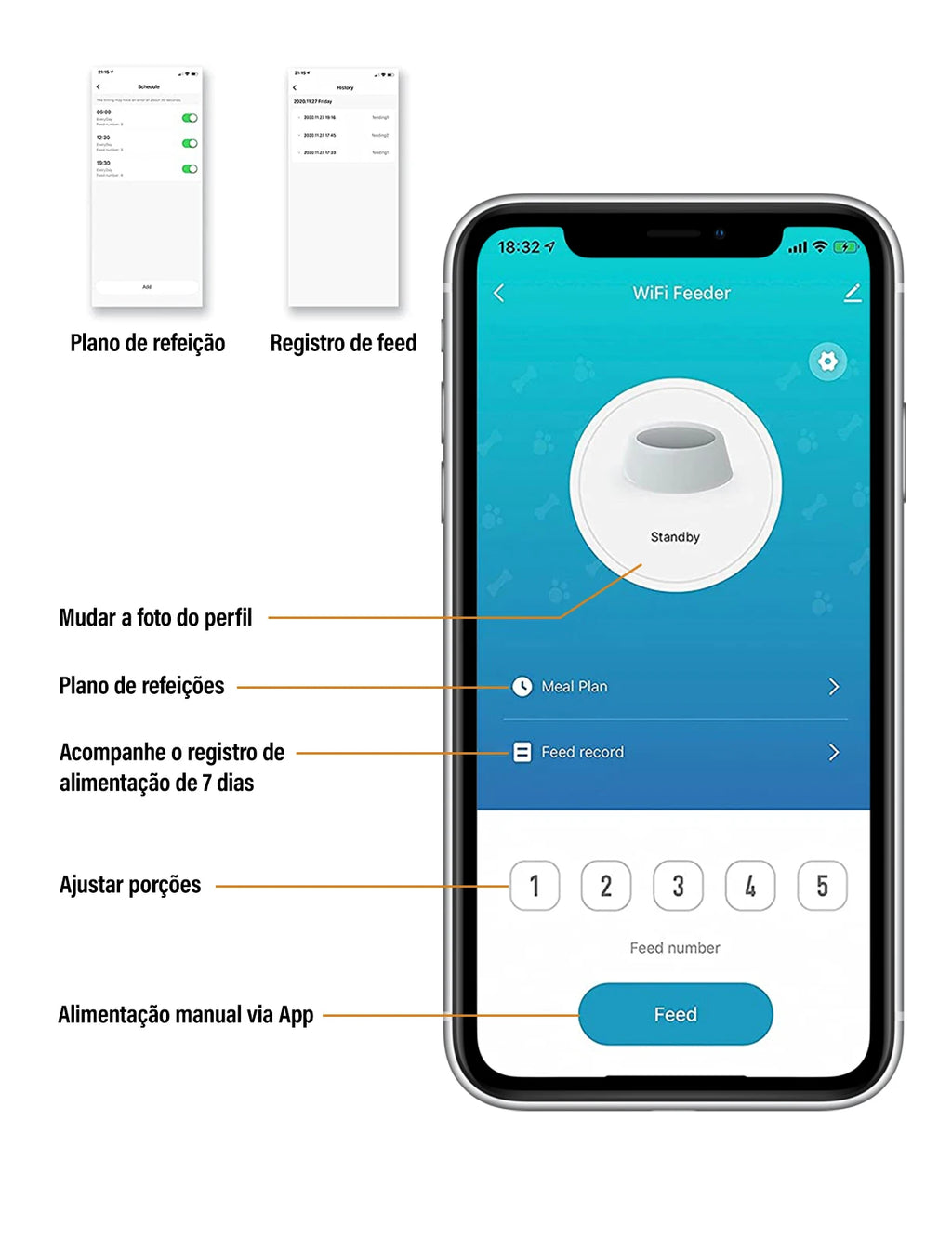 Dispensador Inteligente de Ração Seca com Controle via Wi-Fi pelo App Tuya