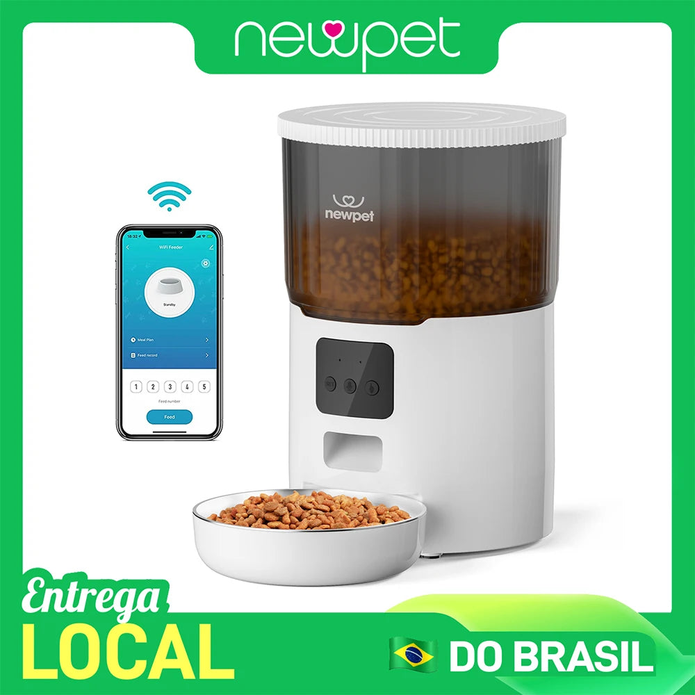 Dispensador Inteligente de Ração Seca com Controle via Wi-Fi pelo App Tuya
