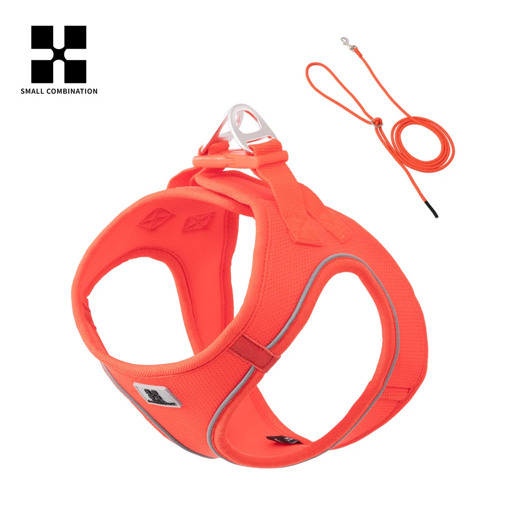 Conjunto de Peitoral e Guia para Cães Pequenos e Médios – Arnês Ajustável e Refletivo para Filhotes e Gatos, Colete para Animais de Estimação, ideal para Chihuahuas, Dachshunds e Passeios ao Ar Livre