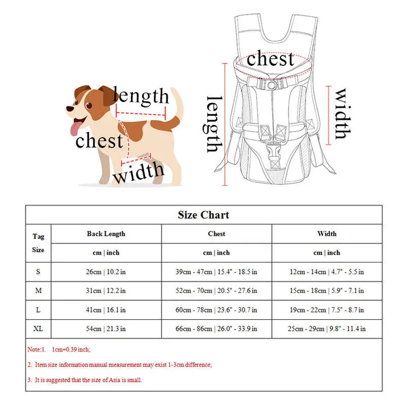 Mochilas Frontais para Animais de Estimação – Mochila Ajustável Mãos Livres para Cães Pequenos e Médios, Respirável, para Gatos, Bolsa de Transporte para Viagens ao Ar Livre