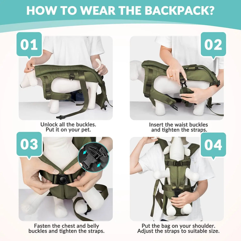 Mochilas Frontais para Animais de Estimação – Mochila Ajustável Mãos Livres para Cães Pequenos e Médios, Respirável, para Gatos, Bolsa de Transporte para Viagens ao Ar Livre